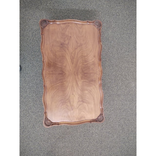 Grand Rapids Walnut Shell Carved Claw Foot Coffee Table For Sale - Image 9 of 12