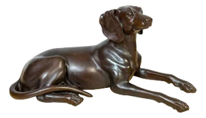 French School Patinated Bronze of Recumbent Hunting Dog
