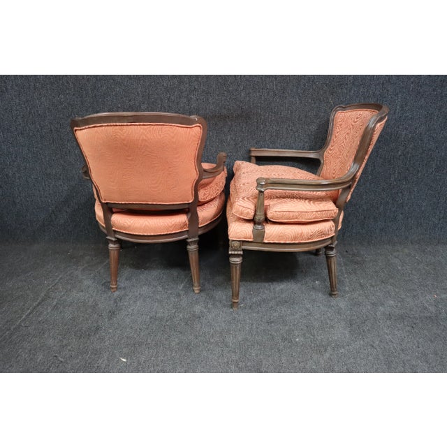 Louis XVI Style Walnut Bergeres/Pair For Sale - Image 4 of 10