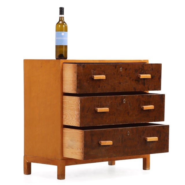 Art Deco 1930s Swedish Art Deco Birch Chest of Drawers For Sale - Image 3 of 6