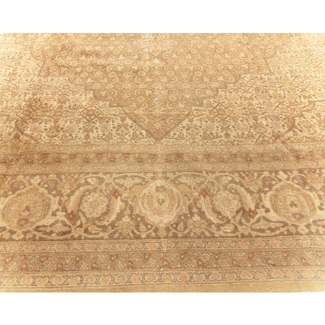 One-of-a-Kind Antique Persian Tabriz Handmade Wool Rug For Sale - Image 4 of 9