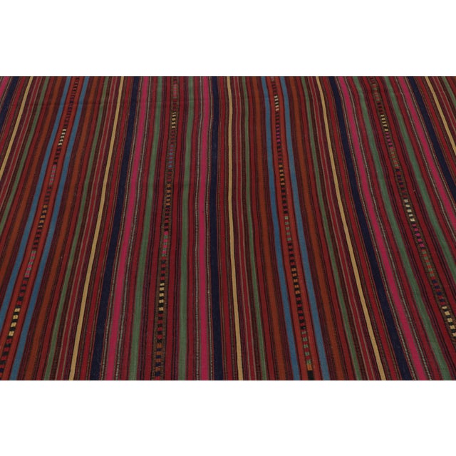 Rug & Kilim Vintage Persian Kilim, Rich and Vibrant Polychromatic Stripes - Rug & Kilim For Sale - Image 4 of 8