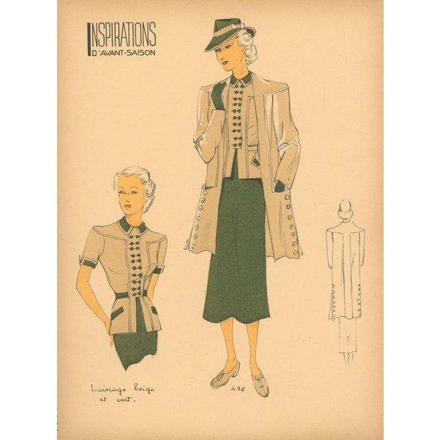 Inspirations D’Avant-Saison - Booklet With 38 Original French Haute Couture Fashion Prints – C. 1938 For Sale - Image 4 of 11