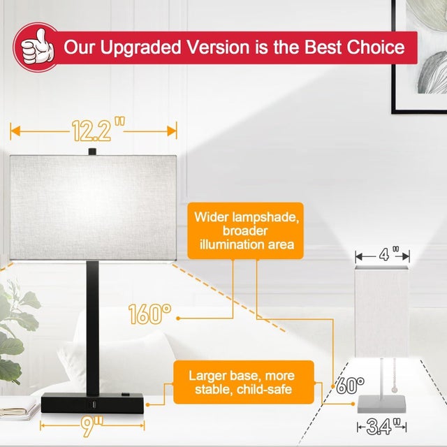 Early 21st Century Touch Bedside Lamps Usb Outlet Dimmable Set - a Pair For Sale - Image 5 of 8