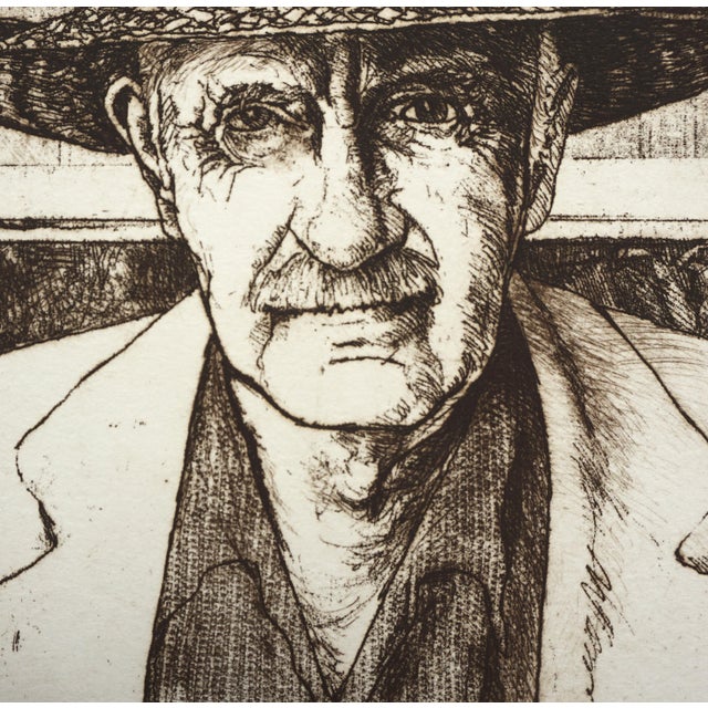 1980s Sam Colburn Carmel Artist Portrait, Signed Limited Edition Realist Lithograph by Jack Coughlin For Sale - Image 5 of 6