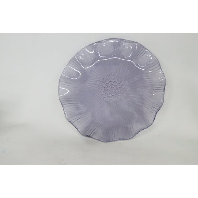 Vintage Mikasa Frosted Glass Plate 1980s Ruffled Lotus Lavender Dinnerware 4748b For Sale - Image 11 of 11