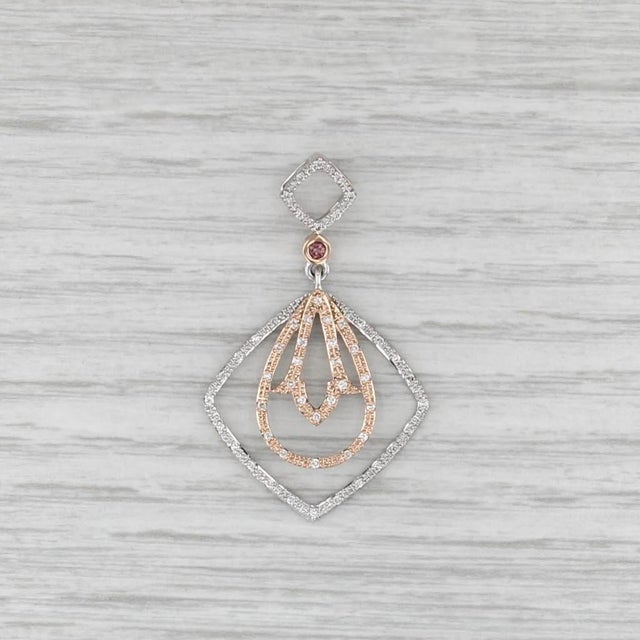 0.20ctw Diamond Pink Tourmaline Pendant 14k Rose White Gold For Sale - Image 4 of 6