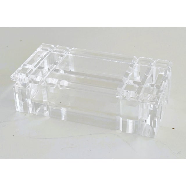 Premium, glossy jewelry box made of acrylic glass. Beautiful, clean cut, and in very good vintage condition.