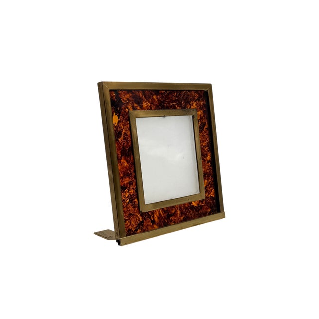 Hollywood Regency Acrylic Glass and Brass Picture Frame, Italy, 1970s For Sale - Image 10 of 12