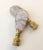 Luxury Pair of natural semi-precious geode stone finials in white/pale gray banded in 14 KT Gold. A gorgeous organic...