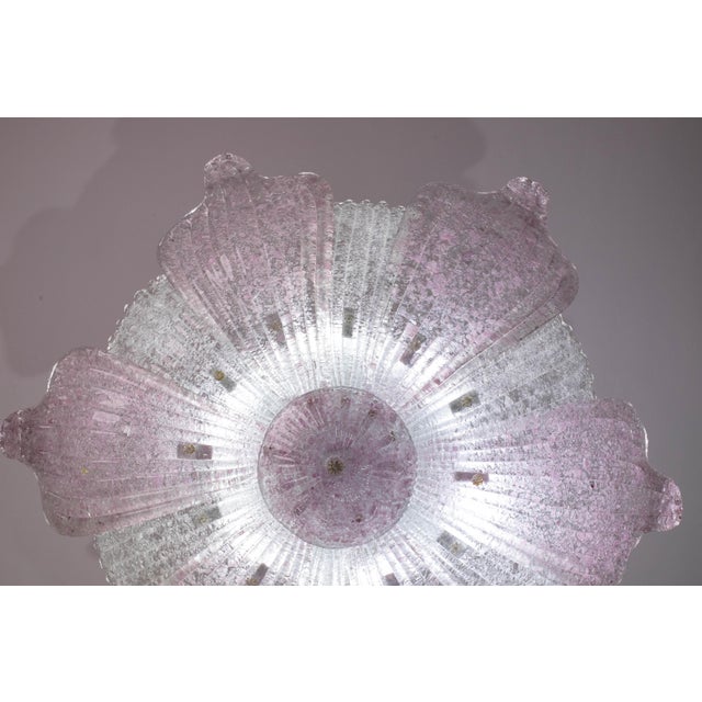 Large Vintage 1980s Murano Glass Ceiling Lamp Pink For Sale - Image 12 of 12