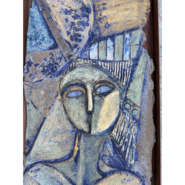 Rare Large Mid Century Modern 1960s Hand Made Stoneware Relief Plaque Triptych of Nude Woman Modernist For Sale In Miami - Image 6 of 8