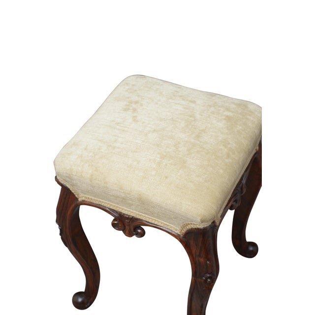 English Victorian Dressing Table Stool in Goncalo Alves Wood, 1860 For Sale - Image 6 of 8