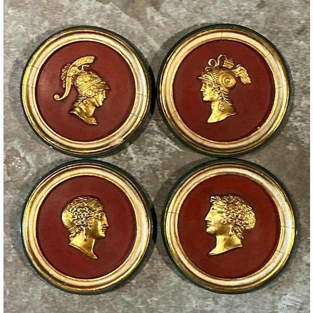 Vintage Grand Tour Wooden Profile Medallions - Set of 4 For Sale - Image 9 of 18