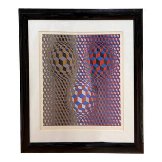 Victor Vasarely Silkscreen Nebulus Signed Beautifully Framed Circa 1980 For Sale