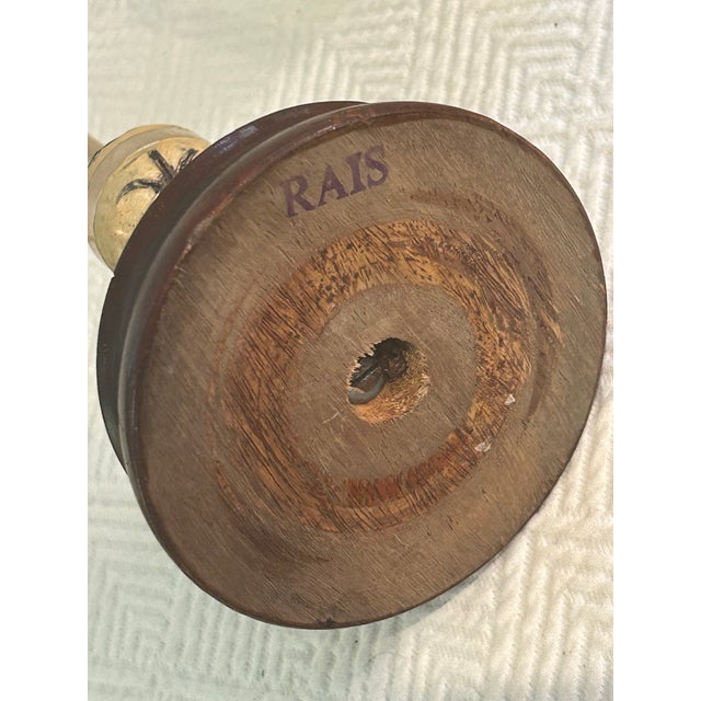 Brass Vintage Italian Hollywood Regency Brass Balance Scale With Floral Enamel Decoration For Sale - Image 8 of 8