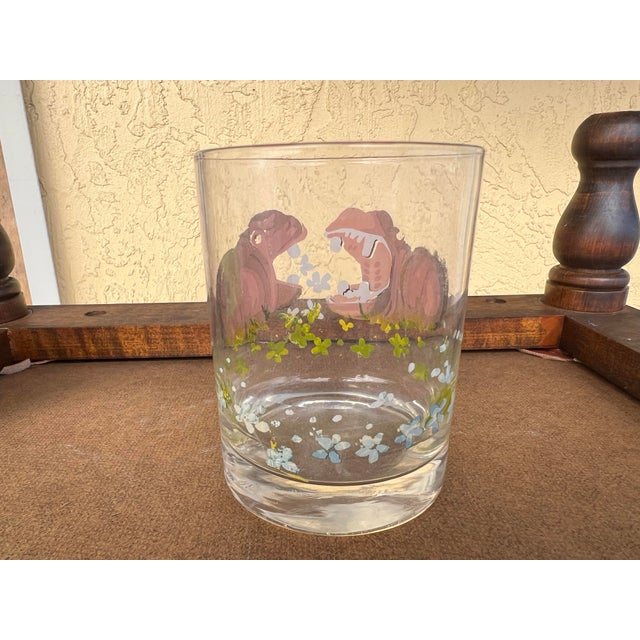 Dorothy Thorpe 1960s Dorothy Thorpe Style Painted Hippos Glass For Sale - Image 4 of 8