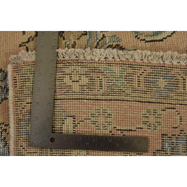 Tabriz Rug 9’3” X 9’2” Pink Wool Vintage Distressed Hand-Knotted Carpet For Sale - Image 15 of 15