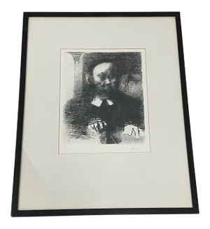 Jack Levine "The Rabbi in His Study" Original Etching C.1961