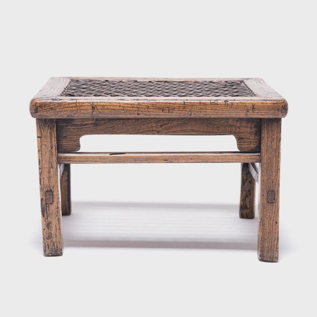 Mid 19th Century Chinese Low Stool With Woven Hide Top For Sale - Image 5 of 6
