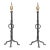 Antique Tall Wrought Iron Fireplace Andirons With Urn Form Brass Finials—A Pair For Sale