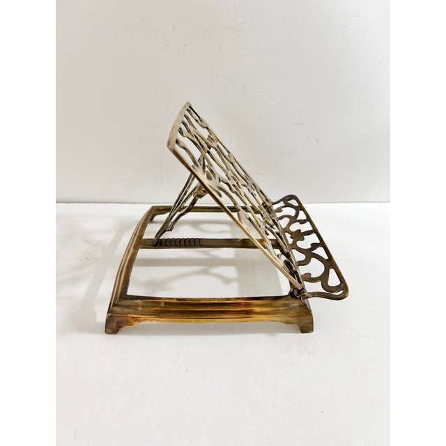 Brass Vintage Ornate Brass Folding Book Stand For Sale - Image 8 of 12
