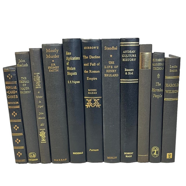 Mid-Century Modern Decorative Books - Vintage Onyx & Gold Book Bundle - 1 Foot of Black Books For Sale - Image 3 of 3