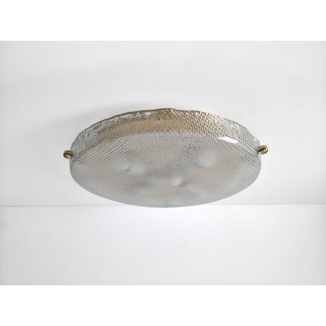 Vintage Textured Glass and Brass Flush Mount from Hillebrand Leuchten, Germany, 1970s For Sale - Image 14 of 18