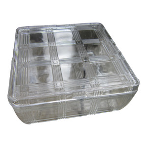 Hazel Atlas Square Refrigerator Box Dish W/ Lid Criss Cross Collection 8.5" 30s