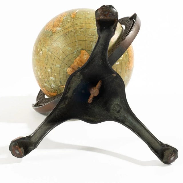 Early 1920's Terrestrial Globe on Cast Iron Claw Foot Stand For Sale - Image 6 of 8