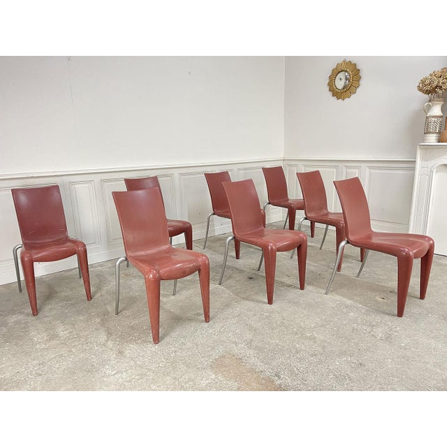 Maroon Louis 20 Chairs by Philippe Starck for Vitra, 1990s, Set of 8 For Sale - Image 8 of 8