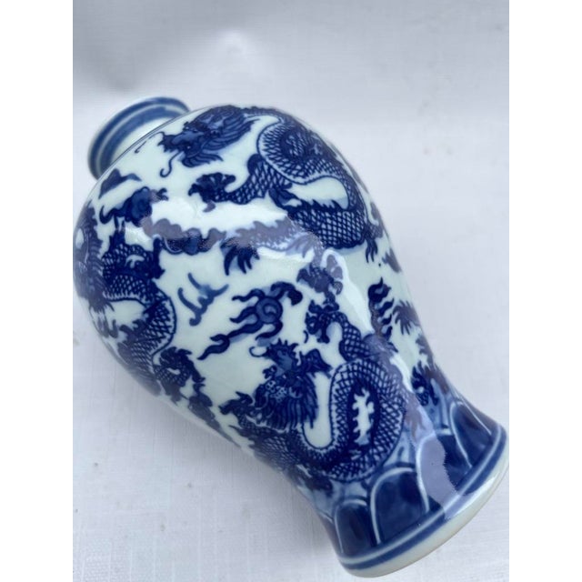 Chinese Blue and White Porcelain Dragon Vase For Sale - Image 6 of 8