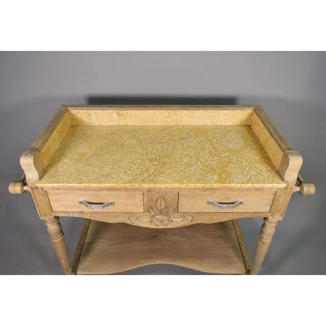 Metal Art Deco French Bleached Oak Washstand, 1920s For Sale - Image 7 of 16