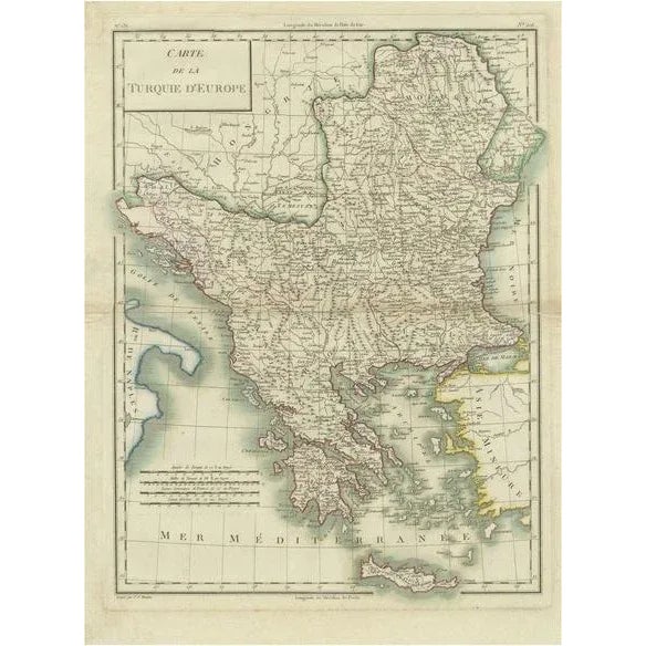 Paper Antique Map of European Turkey by Pierre Antoine Tardieu For Sale - Image 7 of 7