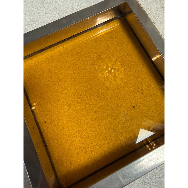 Amber Vintage Amber Glass and Chrome Tray / Catchall Dish For Sale - Image 8 of 8
