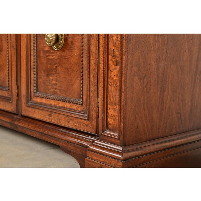 Henredon French Regency Louis XVI Carved Walnut and Oak Sideboard Credenza or Bar Cabinet For Sale - Image 12 of 16