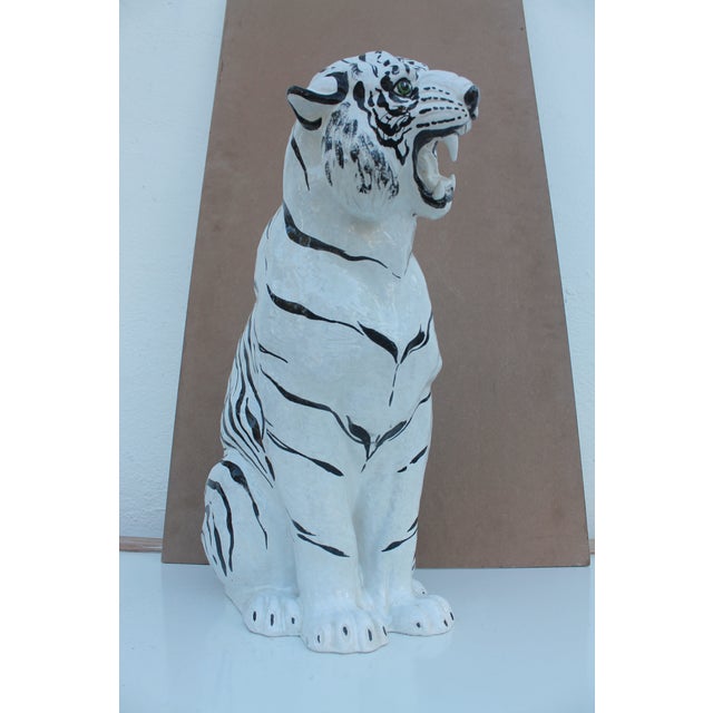 Italian Ceramic Tiger Statue | Chairish