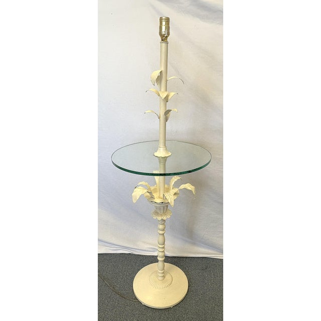 1960's Italian Tole Painted Metal With Glass Lamp Table For Sale - Image 4 of 18