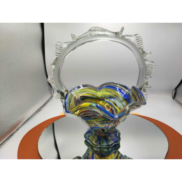 Colorful Glass Basket Plate from the Ząbkowice Steelworks, 1970s For Sale - Image 10 of 10