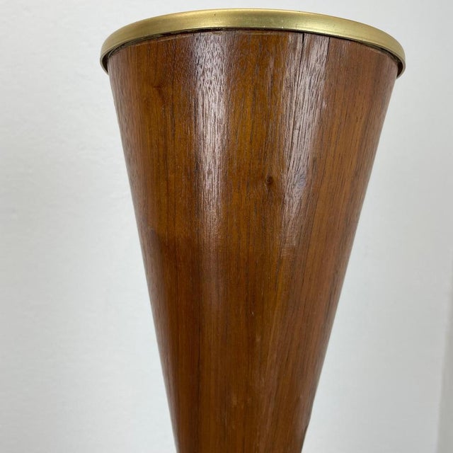 Minimalistic Diabolo Metal and Walnut Plant Stand Element, Italy, 1950s For Sale - Image 9 of 18