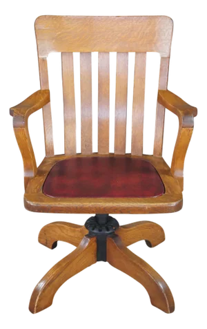 Antique Edwardian Quartersawn Oak Bankers Lawyers Desk Chair Leather Seat Swivel
