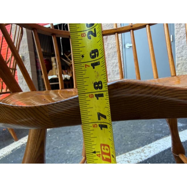 Late 20th Century Late 20th Century Bent Brothers Colonial Style Bow Back Windsor Oak Wood Dining Chairs For Sale - Image 5 of 16