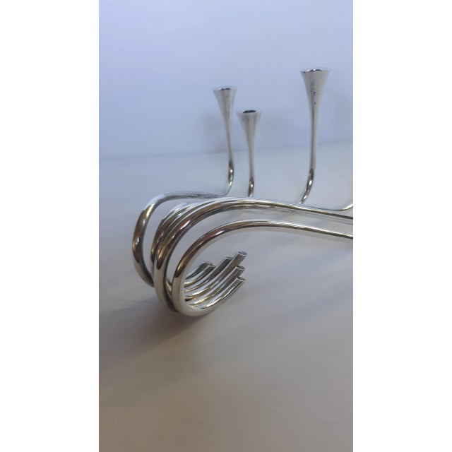 Ibi Trier Mørch for A. Michelsen "Wave" Sterling Silver Six-Armed Candlestick For Sale - Image 10 of 11