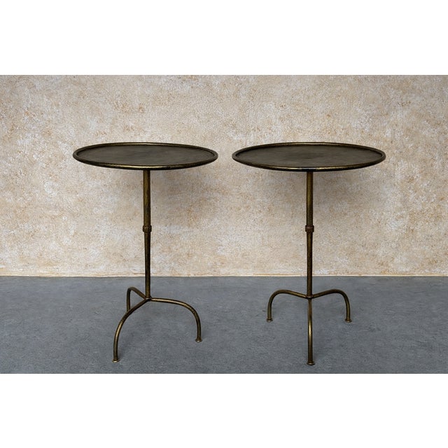 This lovely pair of Spanish iron end or drinks tables was recently hand crafted by skilled European artisans using...