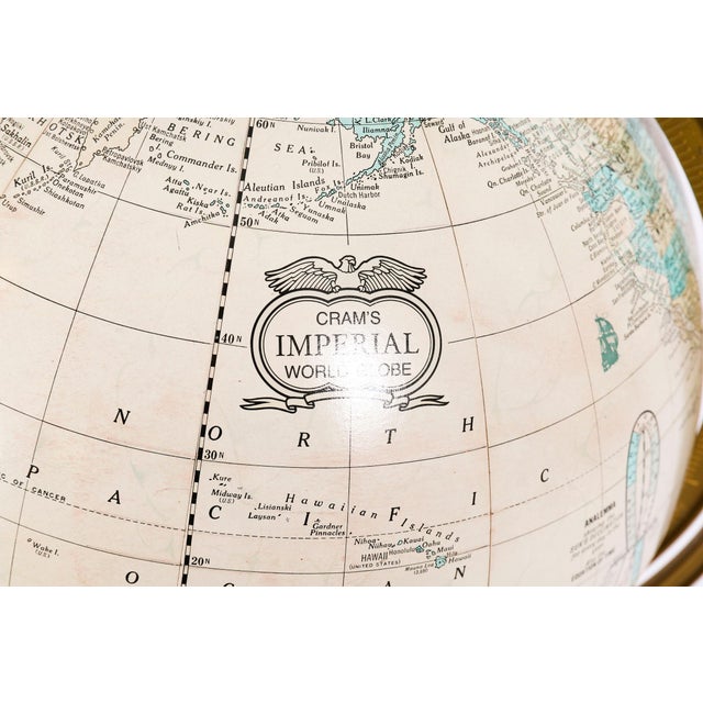 Wood Vintage Crams Imperial World Globe on Standby George F. Cram For Sale - Image 7 of 15
