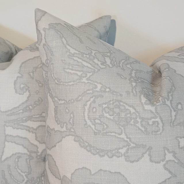Christopher Farr Cloth Gray Floral 22" Pillows - Set of 2 For Sale In Greensboro - Image 6 of 6