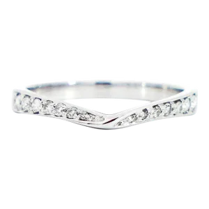 Natural Diamond Contoured Wedding Band Stacking Ring in 14k White Gold Size 7