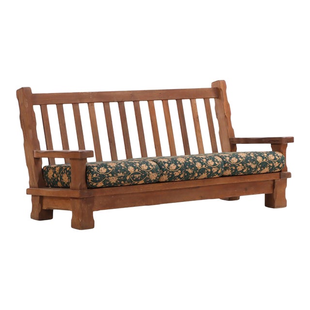 A French Heavy Oak Brutalist Style Open Arm Sofa Frame, C. 1960. For Sale