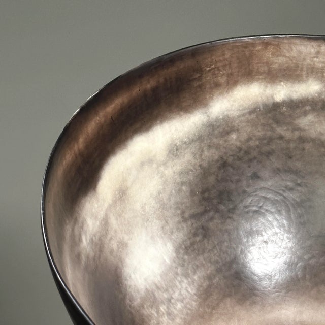 Brown Monumental Vintage Abstract Wood Fired Burnished Clay Bowl For Sale - Image 8 of 11