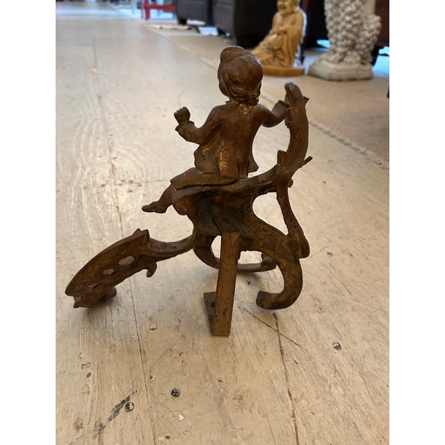 Small Antique Figural Fireplace Andirons- A Pair For Sale - Image 10 of 10